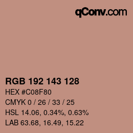 Color code: RGB 192 143 128 | qconv.com