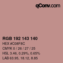 Color code: RGB 192 143 140 | qconv.com