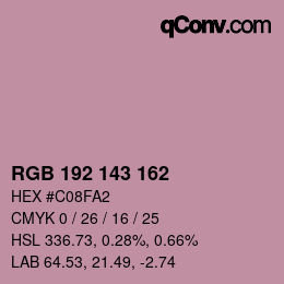 カラーコード: RGB 192 143 162 | qconv.com