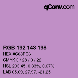 Color code: RGB 192 143 198 | qconv.com