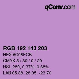 Color code: RGB 192 143 203 | qconv.com