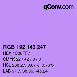 Color code: RGB 192 143 247 | qconv.com
