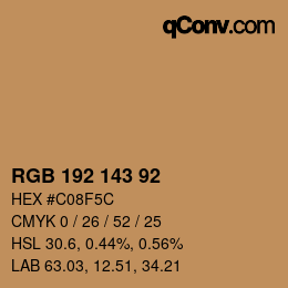 カラーコード: RGB 192 143 92 | qconv.com