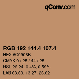 カラーコード: RGB 192 144.4 107.4 | qconv.com