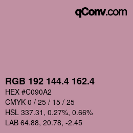 カラーコード: RGB 192 144.4 162.4 | qconv.com