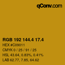 カラーコード: RGB 192 144.4 17.4 | qconv.com