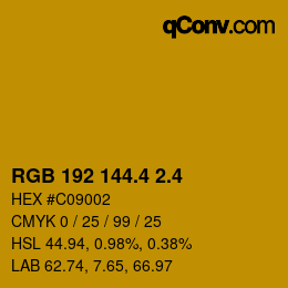 カラーコード: RGB 192 144.4 2.4 | qconv.com