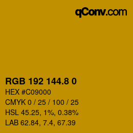 Color code: RGB 192 144.8 0 | qconv.com
