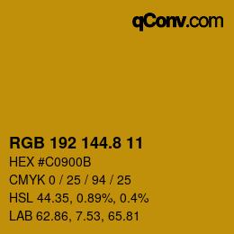 Color code: RGB 192 144.8 11 | qconv.com