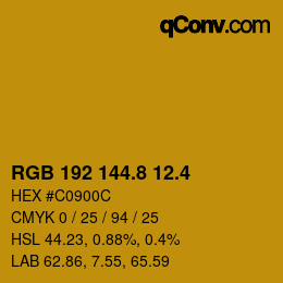 カラーコード: RGB 192 144.8 12.4 | qconv.com