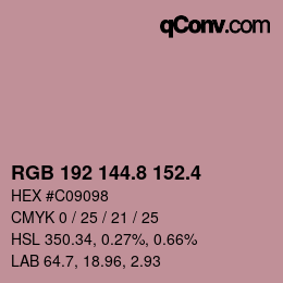 カラーコード: RGB 192 144.8 152.4 | qconv.com