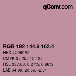 カラーコード: RGB 192 144.8 162.4 | qconv.com