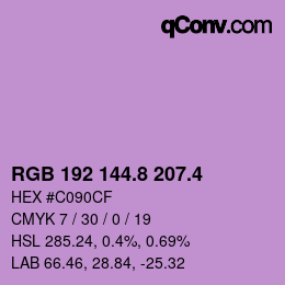 カラーコード: RGB 192 144.8 207.4 | qconv.com