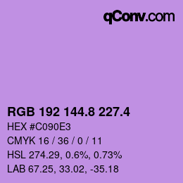 カラーコード: RGB 192 144.8 227.4 | qconv.com