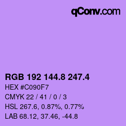カラーコード: RGB 192 144.8 247.4 | qconv.com