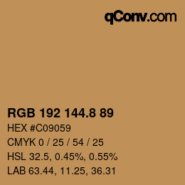 Color code: RGB 192 144.8 89 | qconv.com