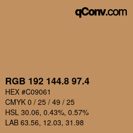 カラーコード: RGB 192 144.8 97.4 | qconv.com