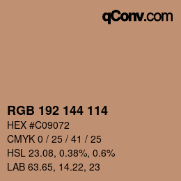 Color code: RGB 192 144 114 | qconv.com