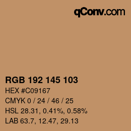 Color code: RGB 192 145 103 | qconv.com