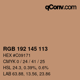 Color code: RGB 192 145 113 | qconv.com