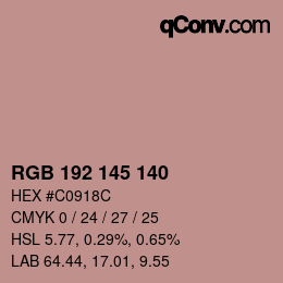 颜色代码: RGB 192 145 140 | qconv.com