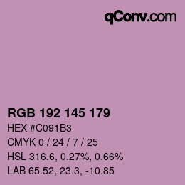 Color code: RGB 192 145 179 | qconv.com