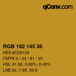 Color code: RGB 192 145 36 | qconv.com