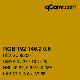 カラーコード: RGB 192 146.2 0.6 | qconv.com