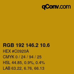 カラーコード: RGB 192 146.2 10.6 | qconv.com