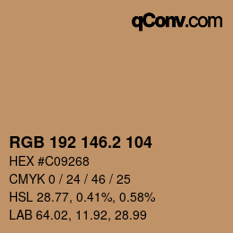 カラーコード: RGB 192 146.2 104 | qconv.com