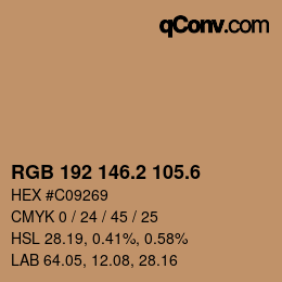 カラーコード: RGB 192 146.2 105.6 | qconv.com