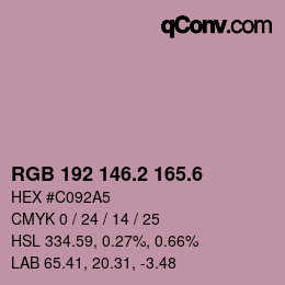 カラーコード: RGB 192 146.2 165.6 | qconv.com