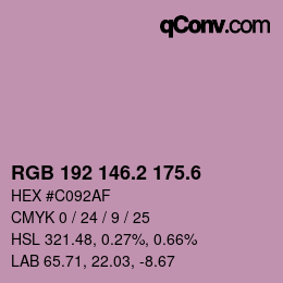 カラーコード: RGB 192 146.2 175.6 | qconv.com