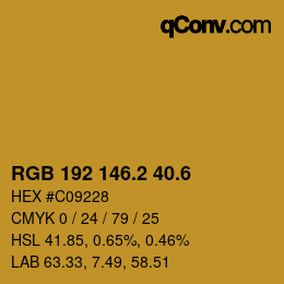 カラーコード: RGB 192 146.2 40.6 | qconv.com