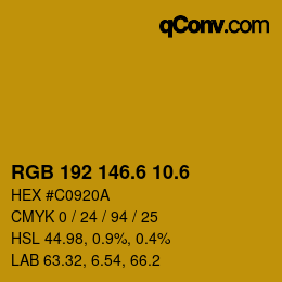 カラーコード: RGB 192 146.6 10.6 | qconv.com