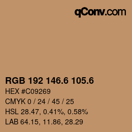 カラーコード: RGB 192 146.6 105.6 | qconv.com