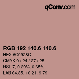 カラーコード: RGB 192 146.6 140.6 | qconv.com