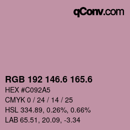 カラーコード: RGB 192 146.6 165.6 | qconv.com