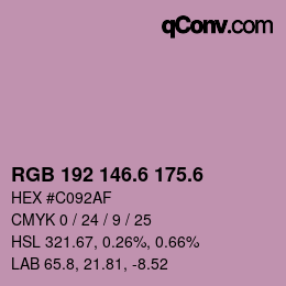 カラーコード: RGB 192 146.6 175.6 | qconv.com