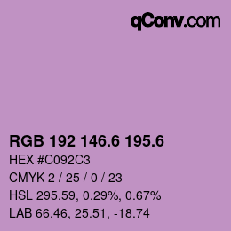 カラーコード: RGB 192 146.6 195.6 | qconv.com
