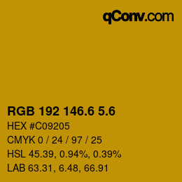 カラーコード: RGB 192 146.6 5.6 | qconv.com