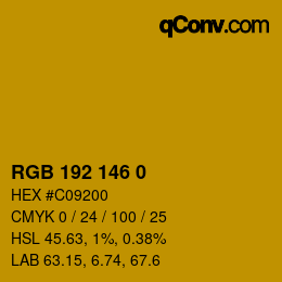 カラーコード: RGB 192 146 0 | qconv.com