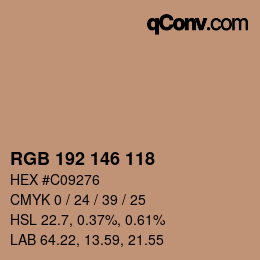 Farbcode: RGB 192 146 118 | qconv.com