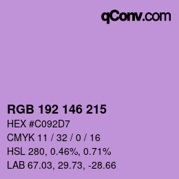 カラーコード: RGB 192 146 215 | qconv.com