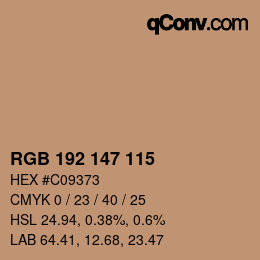 Código de color: RGB 192 147 115 | qconv.com
