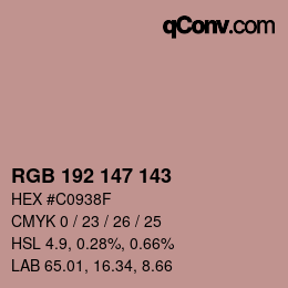 カラーコード: RGB 192 147 143 | qconv.com