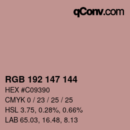 Color code: RGB 192 147 144 | qconv.com