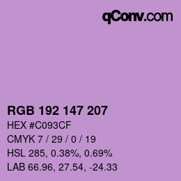 Color code: RGB 192 147 207 | qconv.com