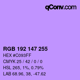 Color code: RGB 192 147 255 | qconv.com