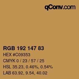 Color code: RGB 192 147 83 | qconv.com